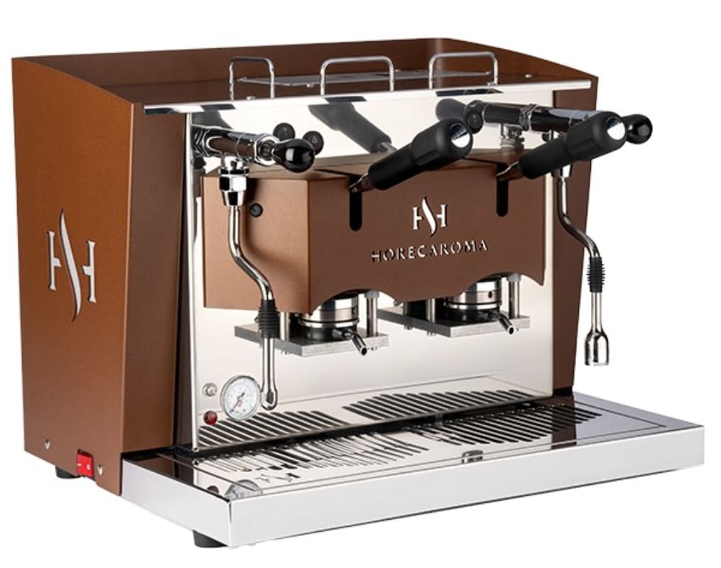 Aroma – HO.RE.CA. 2.0 – Braun-Inox 2 Gruppen Dosiert - Kaffeemaschine für E.S.E. Pads