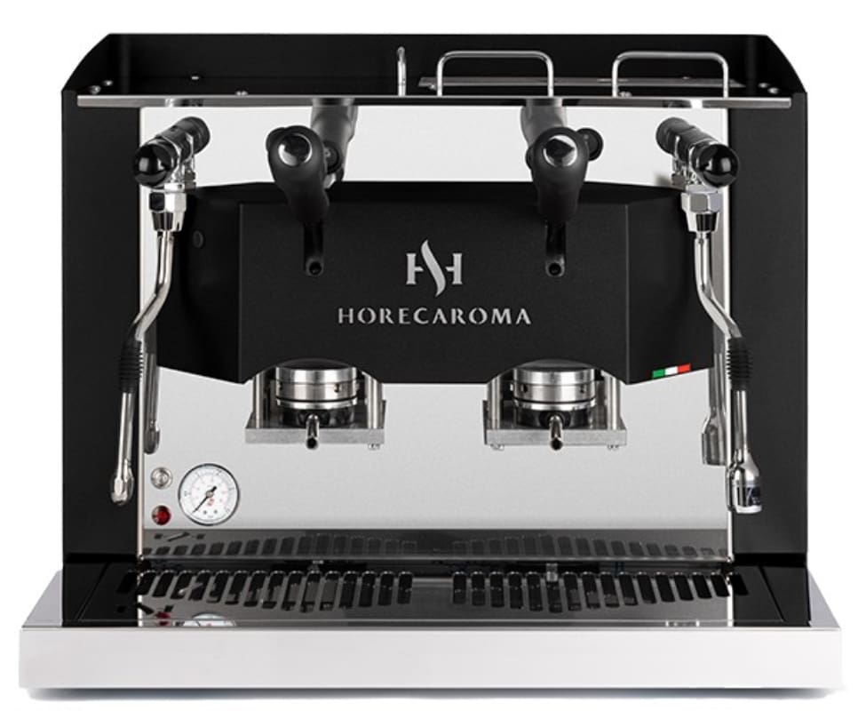 Aroma HO.RE.CA. 2.0 Schwarz Inox – 2-Gruppen E.S.E. Padmaschine
