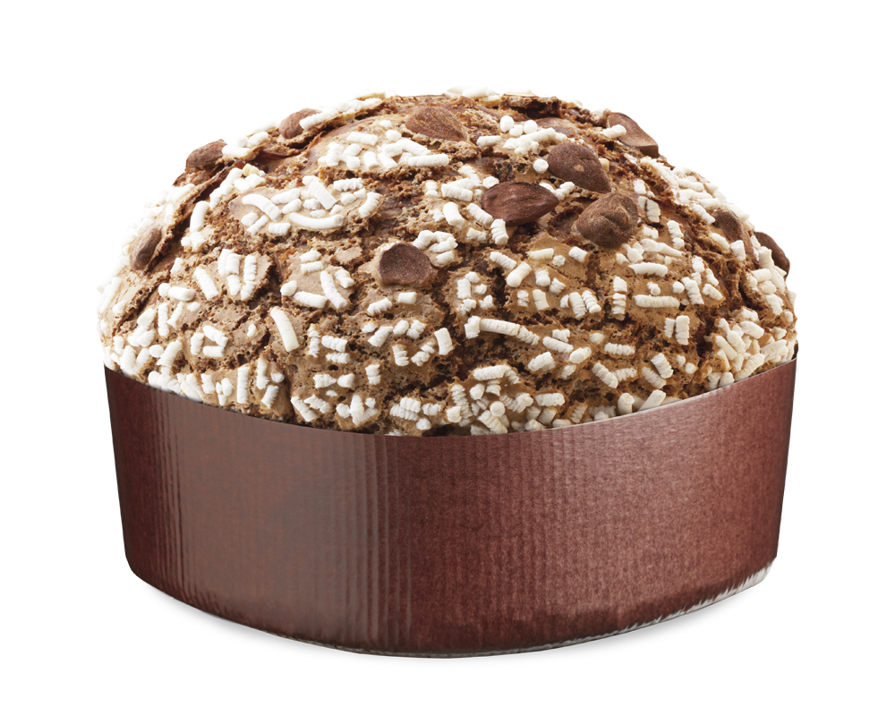 Italienischer Panettone Kuchen mit Hagelzucker und Schokoladenstückchen
