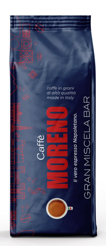 Caffè Moreno Gran Miscela Bar Kaffeebohnen Packung – Neapolitanische Röstkunst im 1 kg Beutel