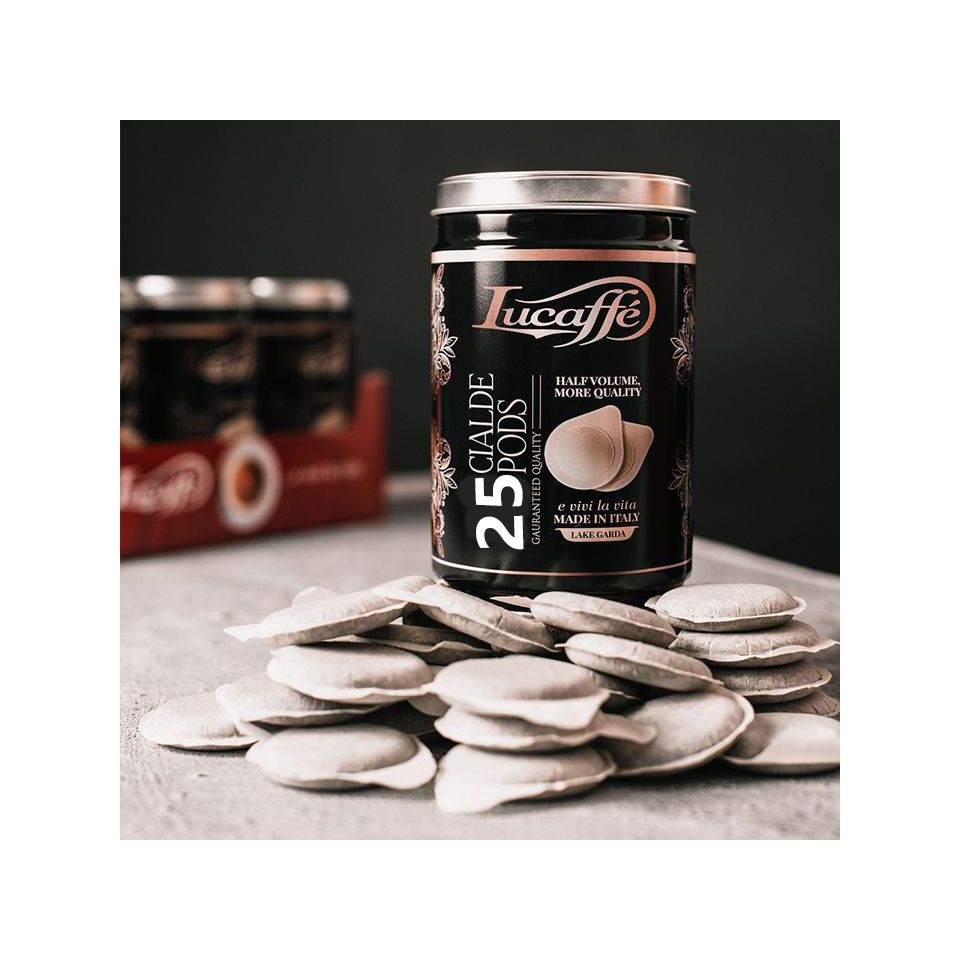 Lucaffe Dose Metall Pads Schwarz Arabica