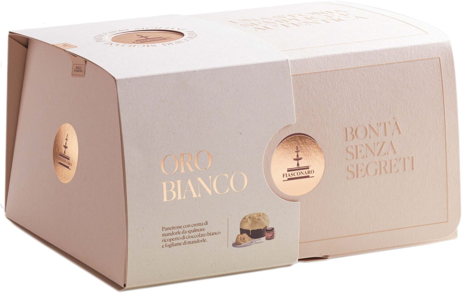 Panettone Fiasconaro - Oro Bianco und Mandel Crème - 1000g