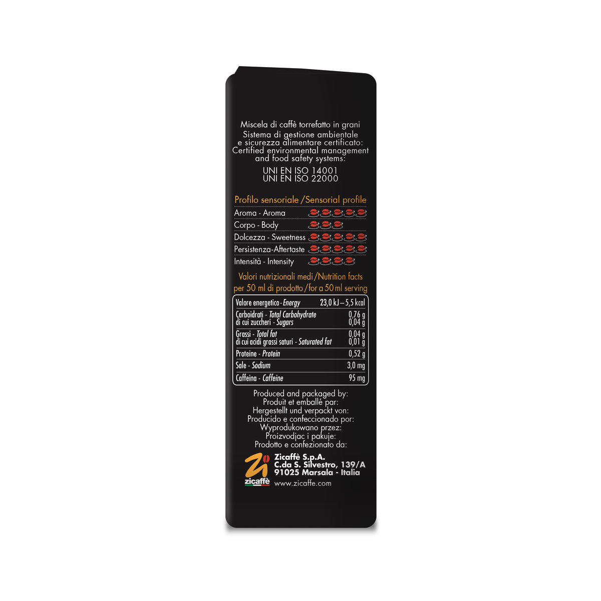 Zicaffè – Black of Italy – Grains de café (1000 g)