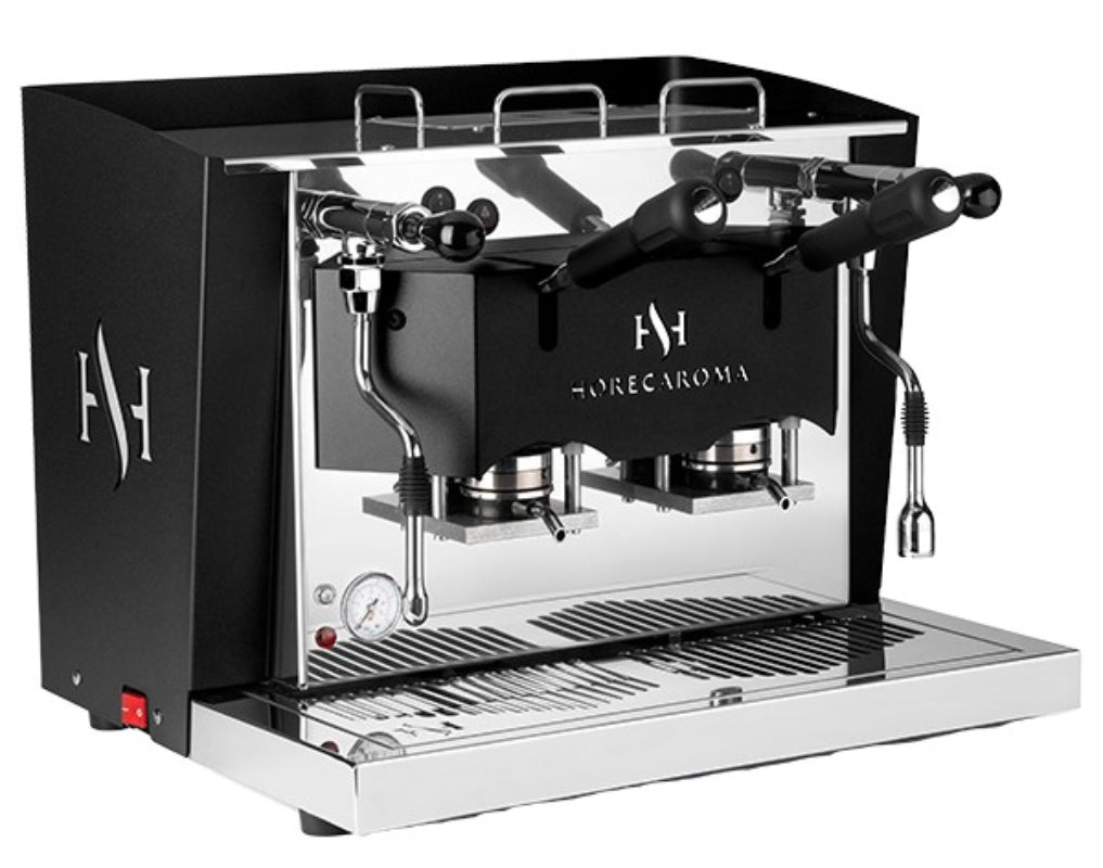 Aroma  – HO.RE.CA. 2.0 – Schwarz-Inox 2 Gruppen Dosiert - Kaffeemaschine für E.S.E. Pads
