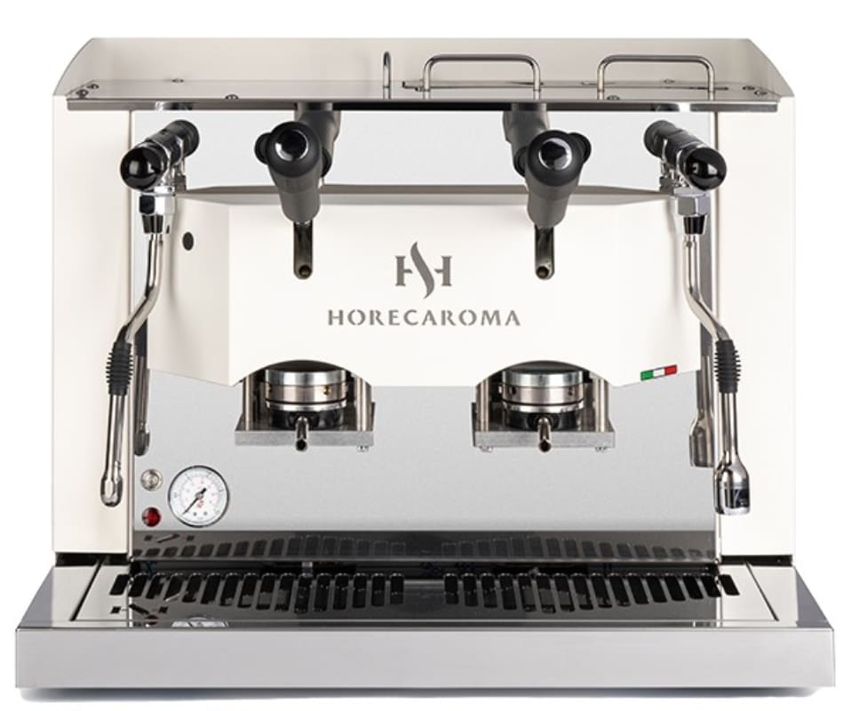 Aroma  – HO.RE.CA. 2.0 – Weiß-Inox 2 Gruppen Dosiert - Kaffeemaschine für E.S.E. Pads