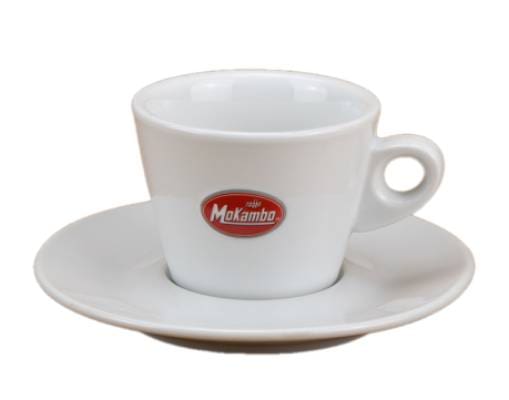Caffè Mokambo Cappuccinotasse mit Untertasse aus Porzellan