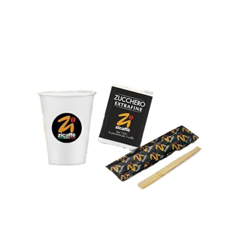 Universal Caffè – Kit Expresso (tasses, sucre, bâtonnets) – Set (100 pièces)