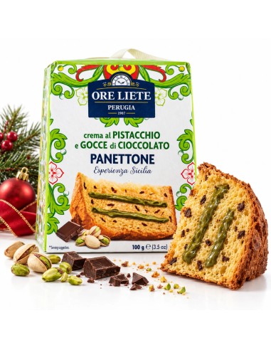 Ore Liete - Panettoncino crema al Pistacchio e gocce di cioccolato -  100g