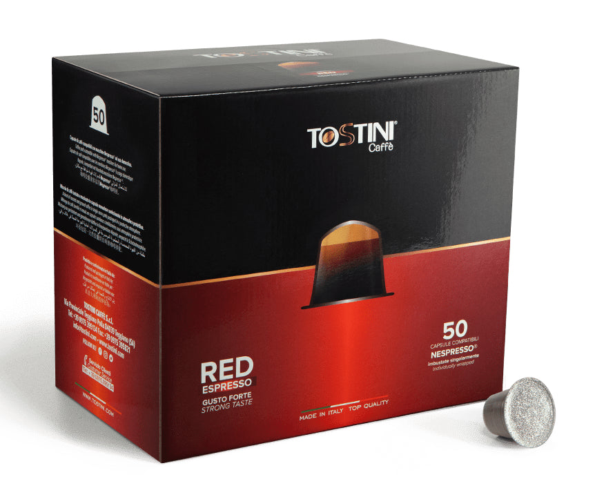 Tostini Red Gusto Forte Nespresso® kompatible Kapseln – 50 Stück